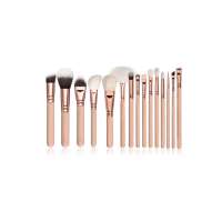 Custom LOGO women make up 15 pcs nylon rose gold makeup brushes