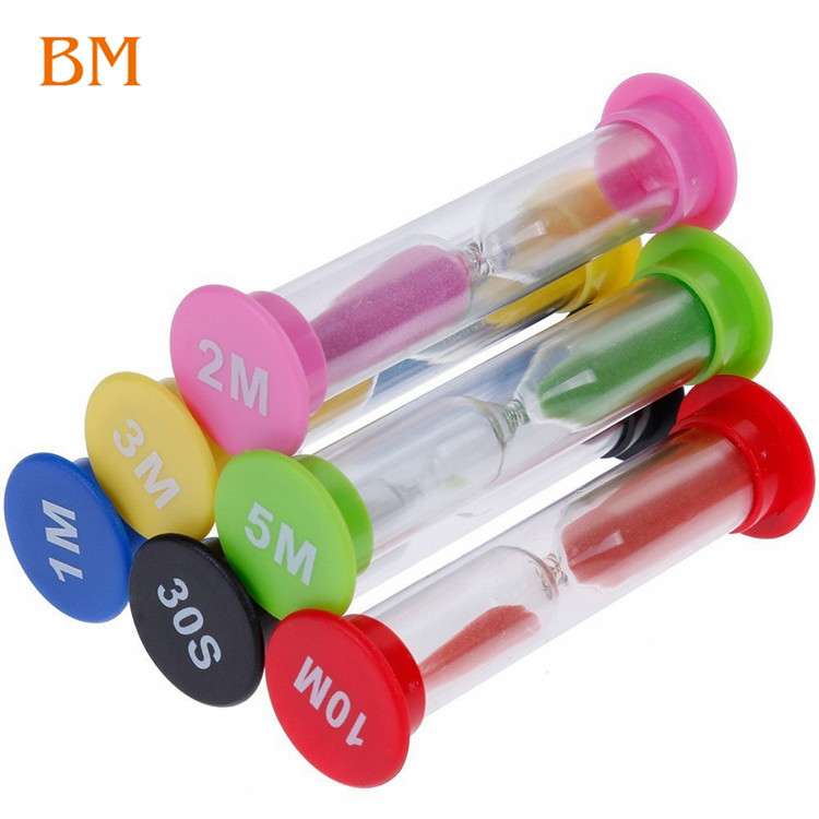 6pcs/Pack Sand Timer Set Colorful Sandglass Timer Sand Clock Timer for Games Small Hourglass Sand Timers